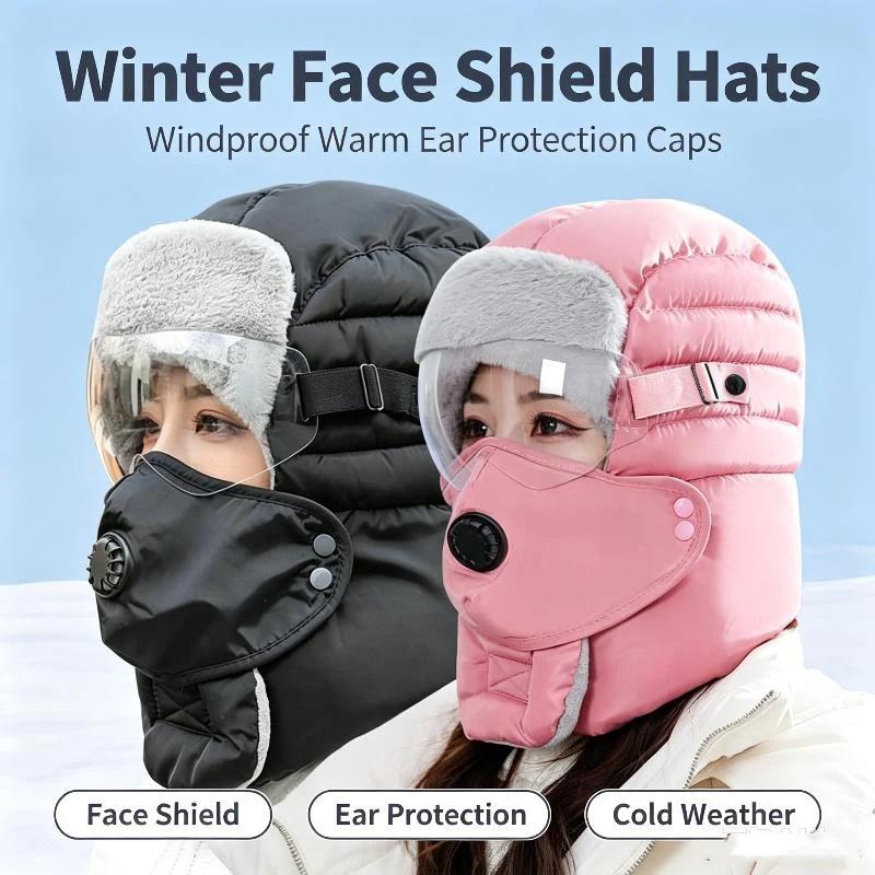 Winter Cycling Commute - Unisex Winter-Wärmemütze mit Gesichtsschutz, winddicht, verdickt,